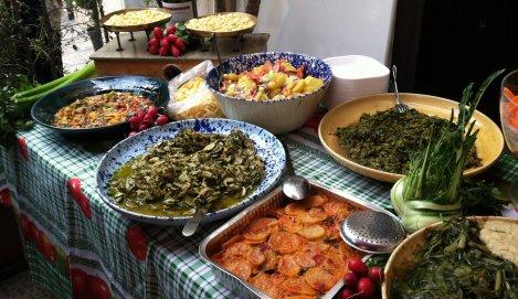 An assortment of dishes on a table