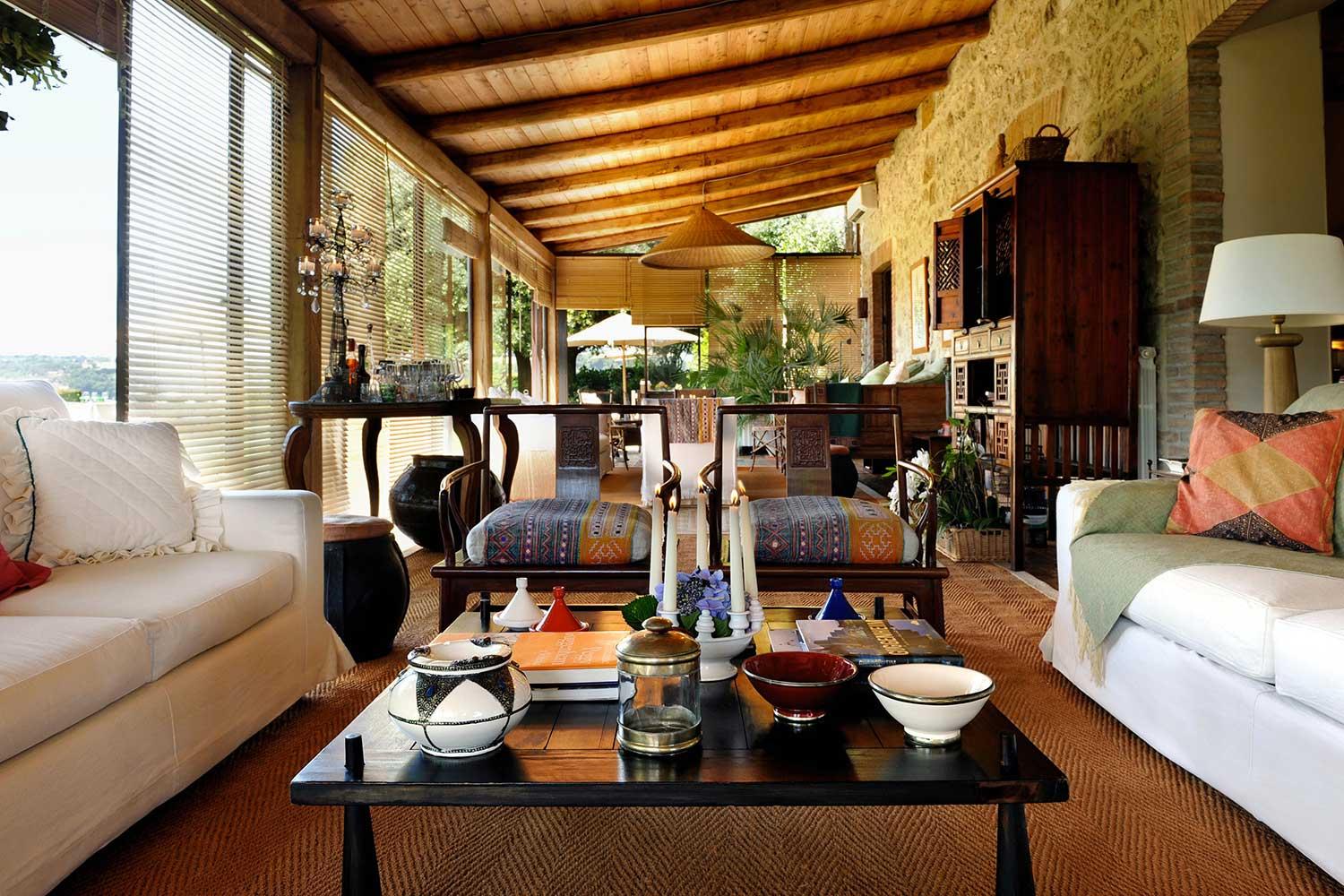 The living room of a luxury accommodation in Umbria.